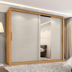 Guarda Roupa Casal 4 Espelhos 2 Portas De Correr Essencial Cinamomo Areia