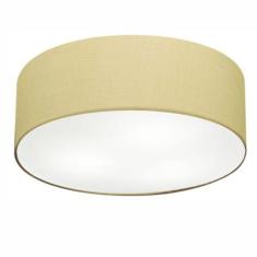 Plafon Cilíndrico Md-3057 Cúpula Em Tecido 55x15cm Algodão Crú - Bivolt