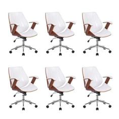 Kit 6 Cadeiras Escritório Diretor Giratória material sintético Kopenha
