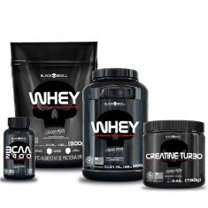 COMBO WHEY 2X + BCAA + CREATINA - BLACK SKULL-Unissex