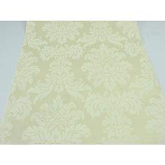 Papel de Parede Não Lavável - Lindo desenho Bege com detalhes em Creme - Rolo com 10m x 53cm - LMS-PPD-320503