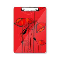 Quadro de prancheta de papoula de milho com arte abstrata de flores vermelhas A4