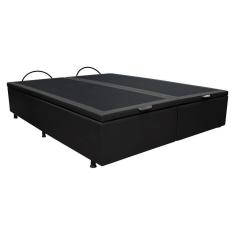 Base Box Baú Para Cama Casal King 192x203cm Bipartido Liz S05 Sintético Preto - Mpozenato