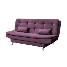 Sofá Cama Veludo 3 Lugares com 2 Almofadas Salomé Veludo/Rose