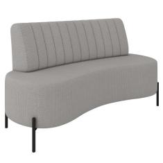 Sofá 2 Lugares 160cm Pés Aço Preto Tamar K04 Linho Cinza - Mpozenato, 