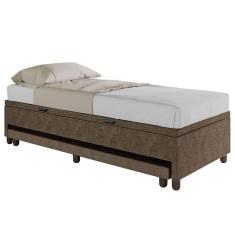 Bicama Casal Box Com Baú 138x188cm Samy S05 Veludo Marrom - Mpozenato