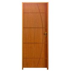Kit Porta de Madeira Semi-Oca Belíssima 5 Rodam Padrão Imbuia - Lado E