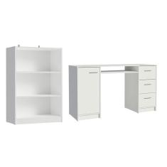 Escrivaninha com Estante Livreiro Branco Alaska Madesa