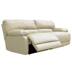 Sofá 2 Lugares Reclinável Elétrico Asmará 174cm Couro Off White - Gran