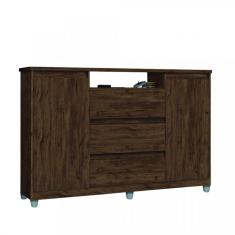 Cômoda 3 Gavetas 2 Portas Vênus Móveis Primus Amêndoa Wood