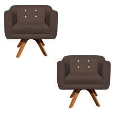 Kit 02 Poltronas Giratória Julia Marrom