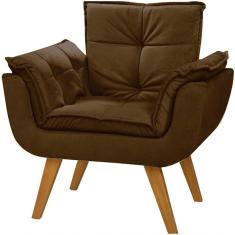 Poltrona Decorativa Opala Suede Composê Marrom