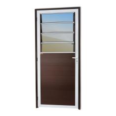 Porta Lambril Com Bandeira Basculante Super 25 Vidro Reflex 210cm X 86cm Brimak Mix Corten