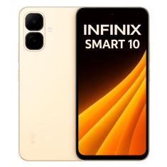 Smartphone Celular Infinix Smart 10, 128GB, 4GB RAM, Tela 6,6, Câmera 50MP, Bateria 5000mAh, Android 13, Dual SIM, Dourado