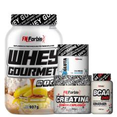 Kit Whey Gourmet Pote + Creatina 300g + Glutamina 150g + BCAA 100 cáps