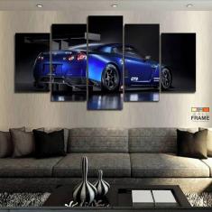 Quadros Decorativos Carro Skyline Azul 63x130mtem Tecido
