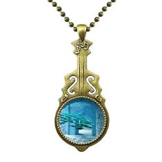 DIYthinker Colar com imagem de natureza de peixe oceano, joia antiga com pingente de música de guitarra