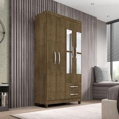 Guarda Roupa Solteiro Aspen 4 Portas 2 Gavetas com Espelho I01 - Cliqu