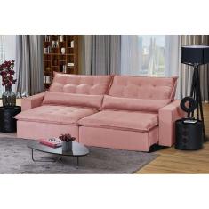 Sofá 6 Lugares 2,90Mt Com Molas Retrátil E Reclinável Rose