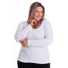 Blusa Feminina Manga Longa Básica em Malha Ribana Canelada