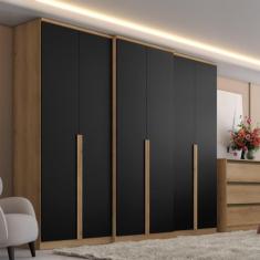 Guarda Roupas Casal 6 Portas 4 Gavetas Valência THB - Capuccino/Preto Sensitive