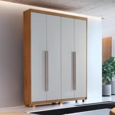 Guarda Roupa Solteiro com Pés 4 Portas 2 Gavetas Veracruz Naturalle/off White