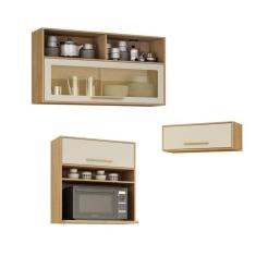 Cozinha Compacta 3 Armários Aéreos Salvador Cinamomo/Off White