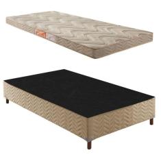 Box Solteiro Júlia 42x88x188cm com Colchão Solteiro Unique D33 Duoface 14x88x188cm Rustico Bege