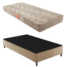 Box Solteiro Júlia 42x88x188cm colchão Solteiro Unique D33 Duoface 20x88x188cm Rustico Bege
