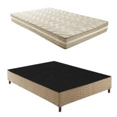 Box Casal Florença 42x138x188cm com Colchão Casal Unique D33 Plus Duoface 20x138x188cm Rustico Bege