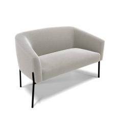 Sofá Namoradeira 2 Lugares Pé Ferro Preto Stella Bouclê Cinza D03 - D`Rossi