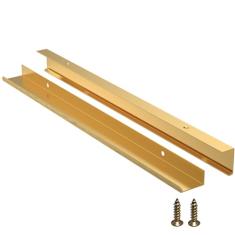 Precisluck Pacote com 5 puxadores de gaveta ocultos de ouro para armário de porta de liga de alumínio puxador de barra de dedo ferragens ocultas para móveis de montagem traseira alças de cómoda para