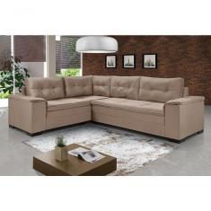 Sofá Viena Canto Suede Plus Confortável Pés Madeira Império Chocolate 377