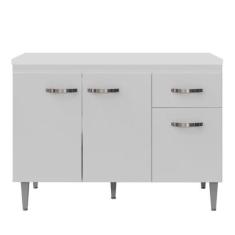 Balcão de Cozinha 3 Portas Gabriela 120 cm Branco Com Tampo MDP AJL Mó