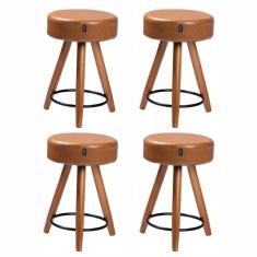 Kit 4 Bancos/Banquetas Estofadas Baixas Confortáveis Sala Cozinha Pés Palito Paris 50 cm