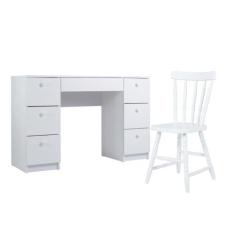 Mesa de escritório Ditália 7 Gavetas com Cadeira PE-100, Branco