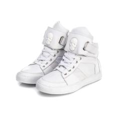 Tênis Sneaker Feminino Caveira Cano Alto Academia Couro Legítimo 50100