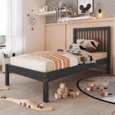 Cama de Solteiro Lucy de Madeira Maciça com Lastro - B&B