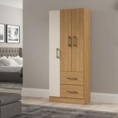 Guarda Roupa Solteiro 3 Portas 2 Gavetas 70x172cm Mdp Carvalho 8003 Me