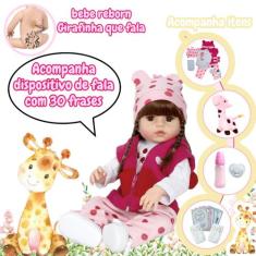 Boneca Reborn Realista Menina Girafinha Fala 30 Frases Itens - Cegonha