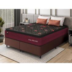 Conjunto Cama Box c/ Molas Ensacadas Toronto Vermelho King 193x203x66