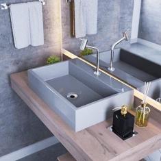 Kit Cuba Rt55 Com Torneira Pratika 1060 Metal e Válvula 1 Polegada e Sifão Cromado e Flexível Compace Cinza