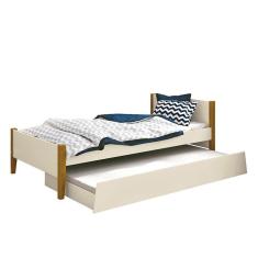 Bicama Solteiro Simba com Pés Amadeirado e Colchões D20 e D33 - Reller Móveis