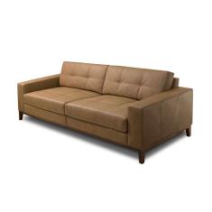 sofá 3 lugares barone molas ensacadas couro marrom 210 cm