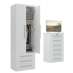 Guarda-roupa 2 Portas 3 Gavetas Modular 1303 Ilan Branco
