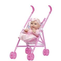Boneca Reborn Realista Menina Kit Acessórios Com Carrinho