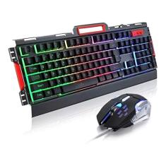 Kit Gamer Profissionl Teclado e Mouse Exbom BK-G3000 com Iluminação LED Acabamento em Metal Usb 2.0 Preto