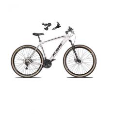 Bicicleta Aro 29 Ksw Xlt Alumínio 24v Câmbios Shimano Garfo Suspensão Pneu Faixa Bege Branco 17