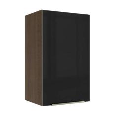 Armário Aéreo Madesa Lux 40 cm 1 Porta - Rustic/Preto, Rustic/Preto