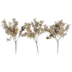 Kit 3 Folhagem De Natal Champanhe Enfeite De Natal Galho Z